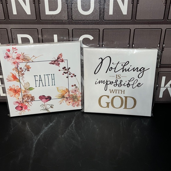 New 2PC Canvas Set “Nothing is impossible with God” & “Faith” Canvas Wall Art - Picture 1 of 6